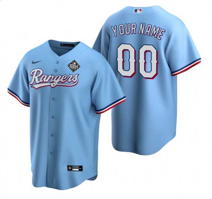 Men%27s Texas Rangers Active Player Custom Blue 2023 World Series Stitched Baseball Jersey->customized nba jersey->Custom Jersey